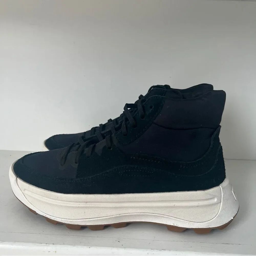 Sorel Women's ONA 503 Lace Up Mid Sneaker Shoe - Jet Black Size 7.5